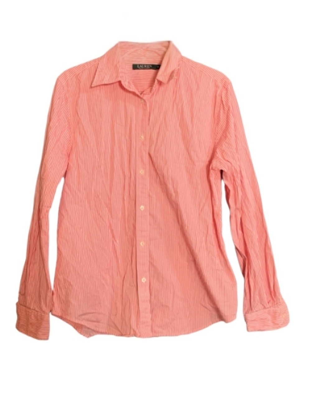 Lauren Ralph Lauren Pink Striped Shirt Collared Button Down Workwear Career